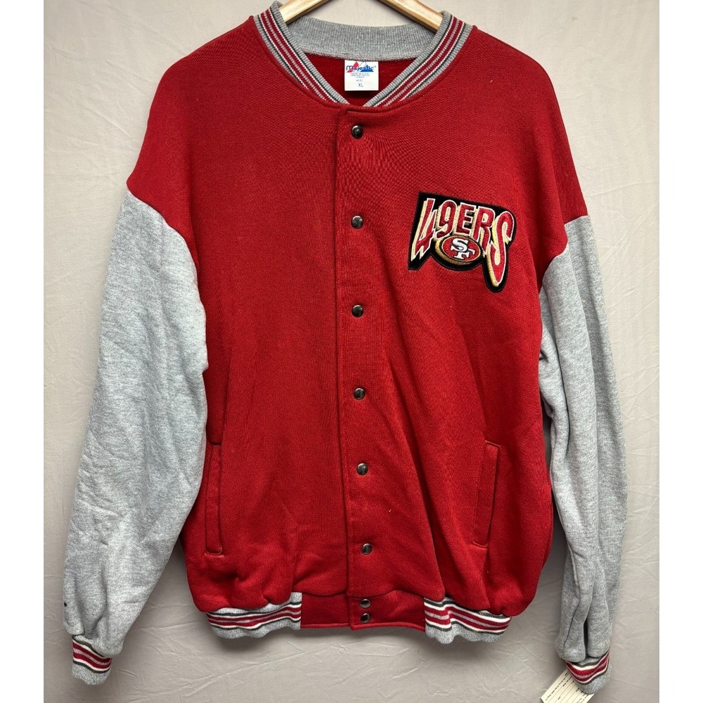 Vintage San Francisco 49ers Majestic Jacket Mens Red Snap NFL Long Sleeve XL